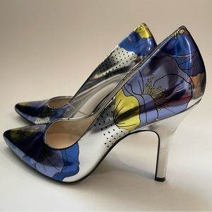 Floral Metallic Nine West Pumps